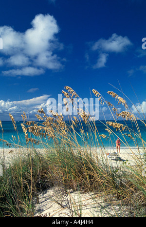 Karibische Seelandschaft Sehafer weißen Sandstrand blauen Karibisches Meer Turks- und Caicosinseln Tci Grace Bay Beach Provo providenciales Stockfoto
