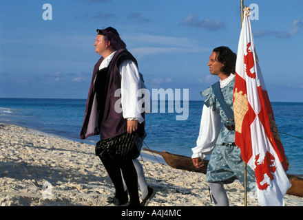 Christopher Columbus entdeckt neue Welt Kolumbus Landung Erholung auf San Salvador am Columbus Day 1992, 500. Geburtstag Stockfoto