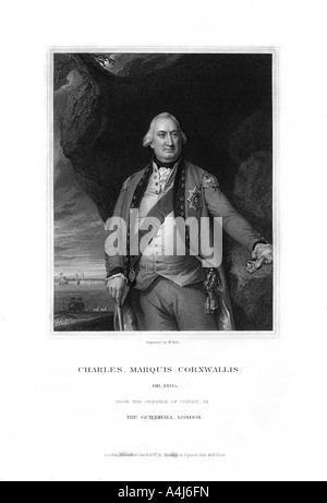 Charles Cornwallis, 1st Marquess Cornwallis, Englischer militärischer Befehlshaber, (1832). Artist: W Holl Stockfoto