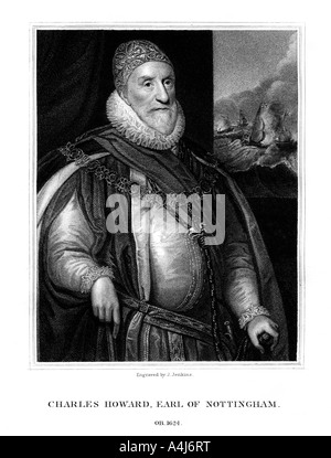 Charles Howard, 1. Earl of Nottingham, englischer Staatsmann und Admiral, (1825). Artist: J Jenkins Stockfoto