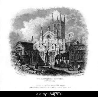 St Saviours Church, Southwark, London, 1829 Künstler: J Rogers Stockfoto