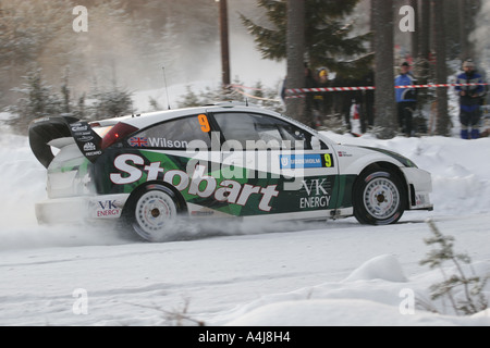 Ford Focus WRC, angetrieben von Mathew Wilson während der Uddeholm Rallye Schweden 2006 Stockfoto