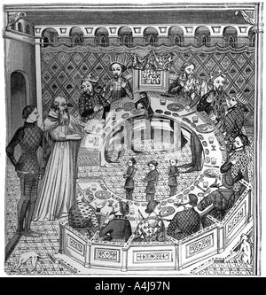 Der runde Tisch des Königs Artus der Bretagne, 14. Jahrhundert, (1870). Artist: Unbekannt Stockfoto