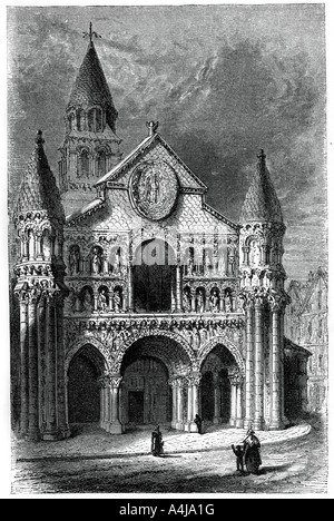 Kirche Notre Dame de la Grande, Poitiers, Frankreich, 12. Jahrhundert, (1870). Artist: Unbekannt Stockfoto