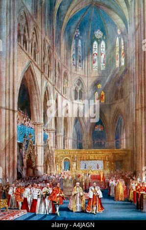 "Die Anerkennung", krönungszeremonie von George VI, Westminster Abbey, London, 12. Mai 1937. Artist: Henry Charles Brauer Stockfoto