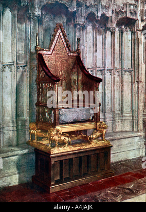 Die Krönung Stuhl, mit dem Stein von Scone, Westminster Abbey, London, 1937. Artist: Unbekannt Stockfoto