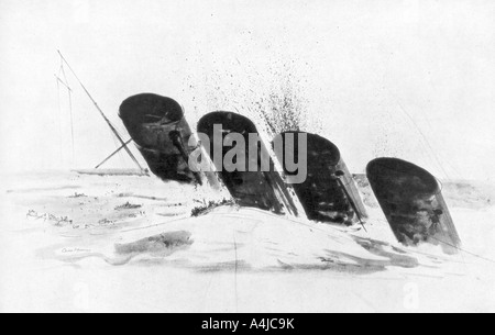 Die Versenkung der RMS Lusitania, 7. Mai 1915, (1926). Artist: Oliver Bernard Stockfoto