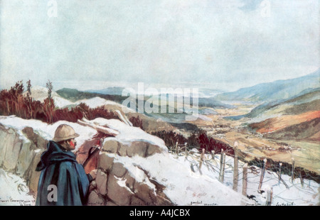 "Gräben mit Blick auf das Tal von Münster mit dem Rhein in der Ferne', Januar 1916, (1926). Artist: Francois Flameng Stockfoto