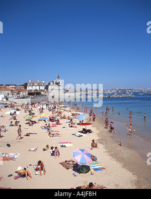 Praia da Ribeira de Cascais Strand und Resort Blick, Cascais, Estoril Küste, Lisboa Region, Portugal Stockfoto