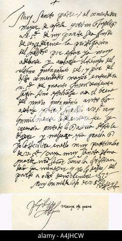 Brief von Philipp II. von Spanien an Papst Gregor XIII., 8. November 1579. Artist: König Philipp II. Stockfoto