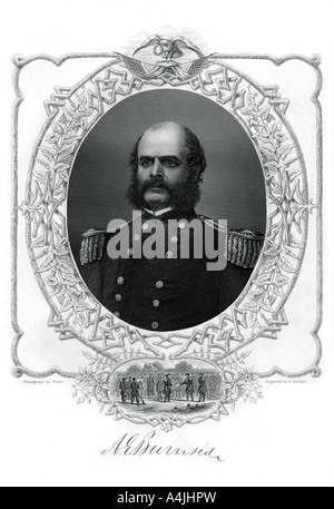 Ambrose Burnside, Union allgemeine Armee im Amerikanischen Bürgerkrieg 1862-1867. Artist: G Stodart Stockfoto