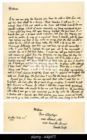 Brief von Jonathan Swift zu Henrietta Howard, 21. November 1730. Artist: Jonathan Swift Stockfoto