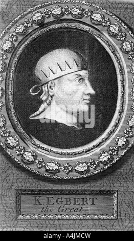 König Egbert von Wessex, erster König von ganz England. Artist: George Vertue Stockfoto