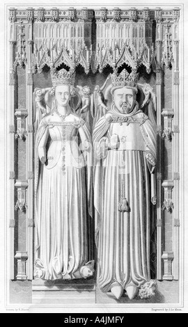 Bildnis von Heinrich IV. und seiner Königin Johanna von Navarra in der Kathedrale von Canterbury, 1826. Artist: John Le Keux Stockfoto