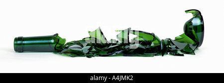 Glasfragmente der Weinflasche Stockfoto
