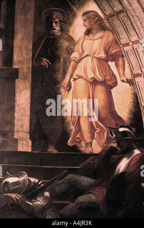 "Die Befreiung des Hl. Petrus' detail, 1514. Artist: Raphael Stockfoto