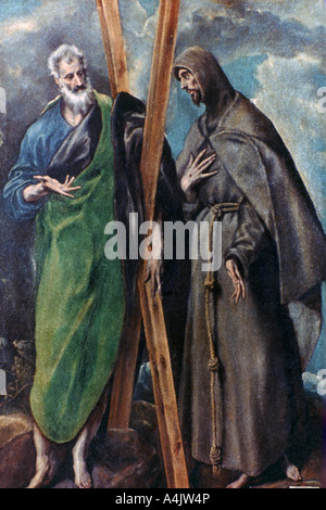 T Andreas und Hl. Franziskus', c 1590-1595. Artist: El Greco Stockfoto