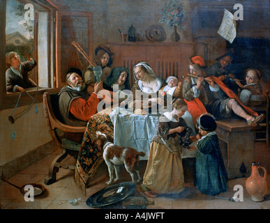 "Die fröhliche Familie", 1668. Artist: Jan Steen Stockfoto