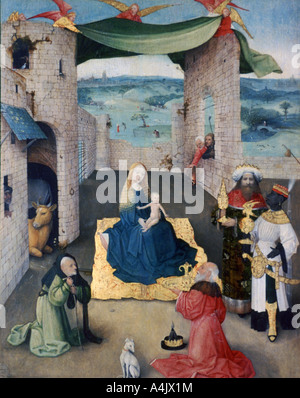 "Die Anbetung der Heiligen Drei Könige', c 1490. Künstler: Hieronymus Bosch Stockfoto