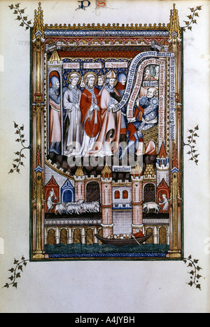 Sisinnius ermahnt St Denis seinen Glauben, 1317 zu verzichten. Artist: Unbekannt Stockfoto