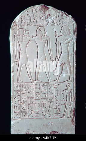 Alten Ägyptischen Kalkstein Stele, 16. und 13. Jahrhundert v. Chr.. Artist: Unbekannt Stockfoto