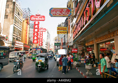 Thailand Bangkok Chinatown Verkehr auf Thanon Charoen Krung Stockfoto