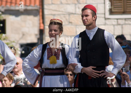 Traditionelle kroatische Tänzer in Cilipi Kroatien Dubrovnik cilipi Stockfoto