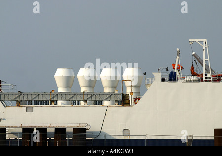 Rauchen Stacks auf Boot, Nahaufnahme Stockfoto