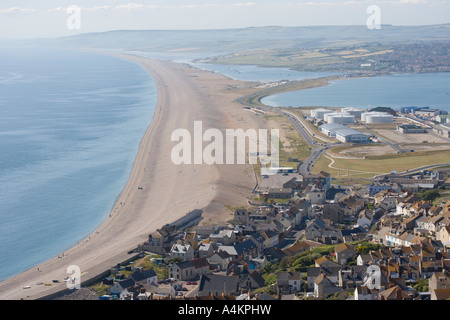 Cheasil Strand von Portland Höhen auf den Gipfel von der Isle of Portland. Dorset, England Stockfoto