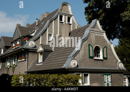 Industrielle Wohnsiedlung (ab 1910) erhalten Margarethenhöhe, Essen, Nord-Rhein-Westfalen, Deutschland. Stockfoto