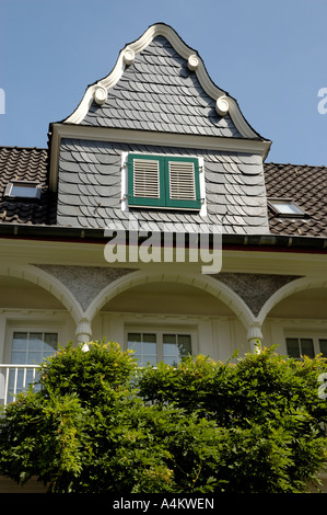 Industrielle Wohnsiedlung (ab 1910) erhalten Margarethenhöhe, Essen, Nord-Rhein-Westfalen, Deutschland. Stockfoto