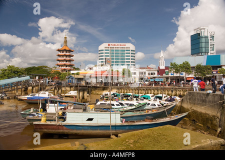 Malaysia Sarawak Sibu Rejang River Waterfront Tua Pek Kong Tempel Pagode Stockfoto