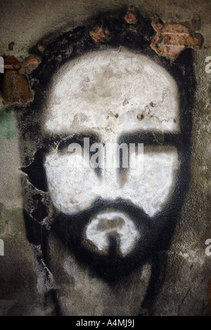 Graffiti von Christus wie Gesicht. San Marco, Venedig, Italien Stockfoto