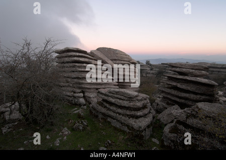 Geologischem Interesse Bereich des Torcal de Antequera Malaga Spanien Stockfoto