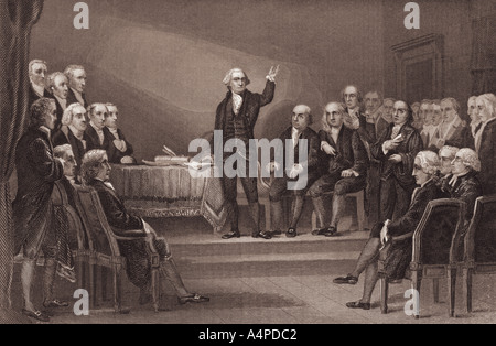 George Washington führt den Vorsitz in der verfassungsgebenden Versammlung von 1787 Stockfoto