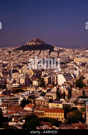 Licabettus licavitos Berg, Hügel, Blick von der Akropolis, Athen, Attika, Griechenland, Europa Stockfoto