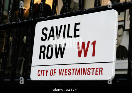 Savile Row Straßenschild, London, UK Stockfoto