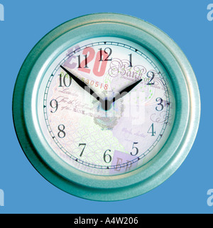 Zeit ist Geld-Ziffernblatt mit 20 Hinweis Stockfoto