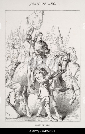 Jeanne d ' Arc Französisch Frankreich Heroin Soldat Führer montiert Reiten Fahne, die Fahne Rüstung Krieger Frau Mädchen 1412 1431 ausgeführt verbrannt Stockfoto