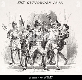 Gunpowder Plot 1605 Verschwörer Verrat Guy Fawkes Verhaftung Aufnahme Stop entdecken Sie begreifen Ereignisverlauf historischen Thomas Knevet Stockfoto
