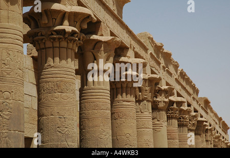 Phillae Tempel Ägyptens Spaltenüberschriften Stockfoto