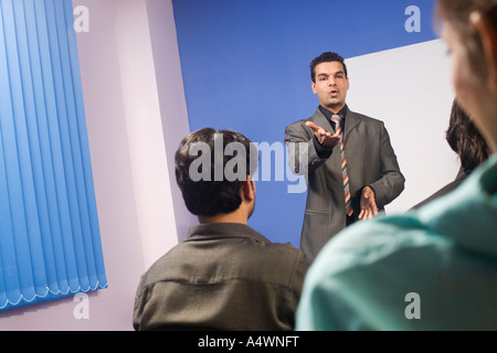 Geschäftsmann, eine Präsentation Stockfoto