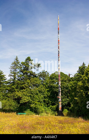 Höchste Totempfahl der Welt - 1956, Beacon Hill Park, Victoria, Vancouver Island, British Columbia, Kanada Stockfoto