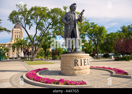 Louis Riel Statue, Legislative Building, Winnipeg, Manitoba, Kanada Stockfoto