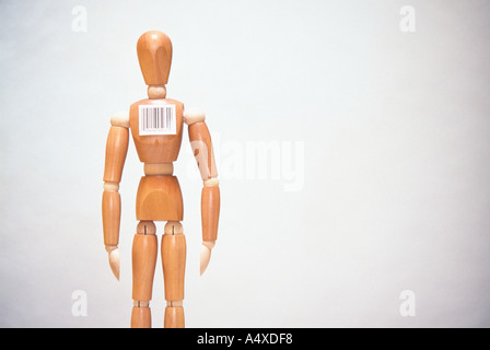 Mannequin mit Barcode auf Brust Stockfoto