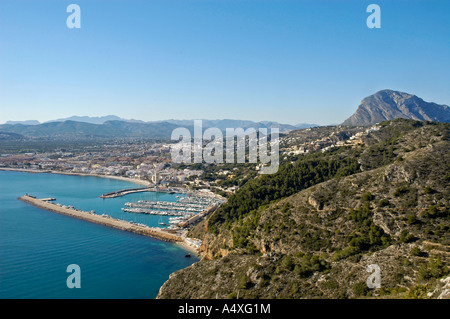 Blick vom Cap Antoni am Hafen, Javea, Xabia, Costa Blanca, Spanien Stockfoto