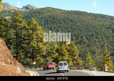 Durch die natürlichen Park von Corona Forstwirtschaft Land Autofahren an den Hängen des Teide Berg Teneriffa Kanaren Spanien Stockfoto