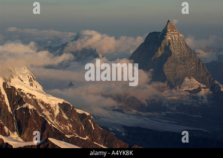 Wiev Mont Cervin aus Capanna Regina Margherita die höchste Berghütte Europas bei 4 556 m 14 947 Füße Monterosa Stockfoto