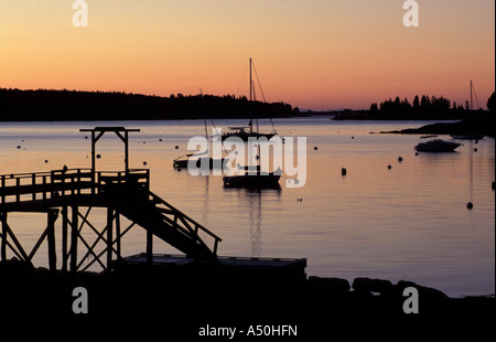 Boothbay Harbor ME Sonnenaufgang in Boothbay Harbor Stockfoto