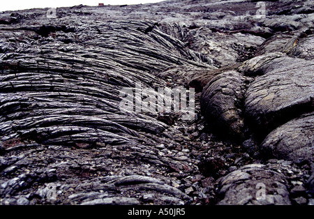 Gehärtete Pahoehoe-lava Fluss von der Kilauea Vulkan der Vulkan National Park auf der grossen Insel von Hawaii Stockfoto